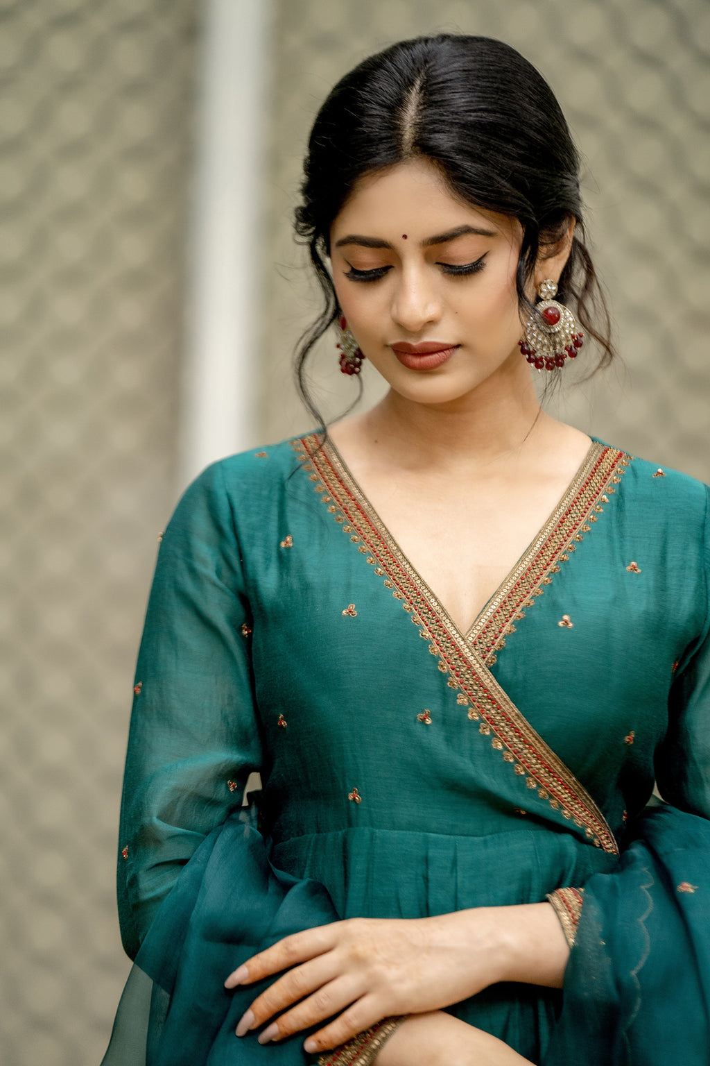 Seher Anarkali Set - Emerald Green