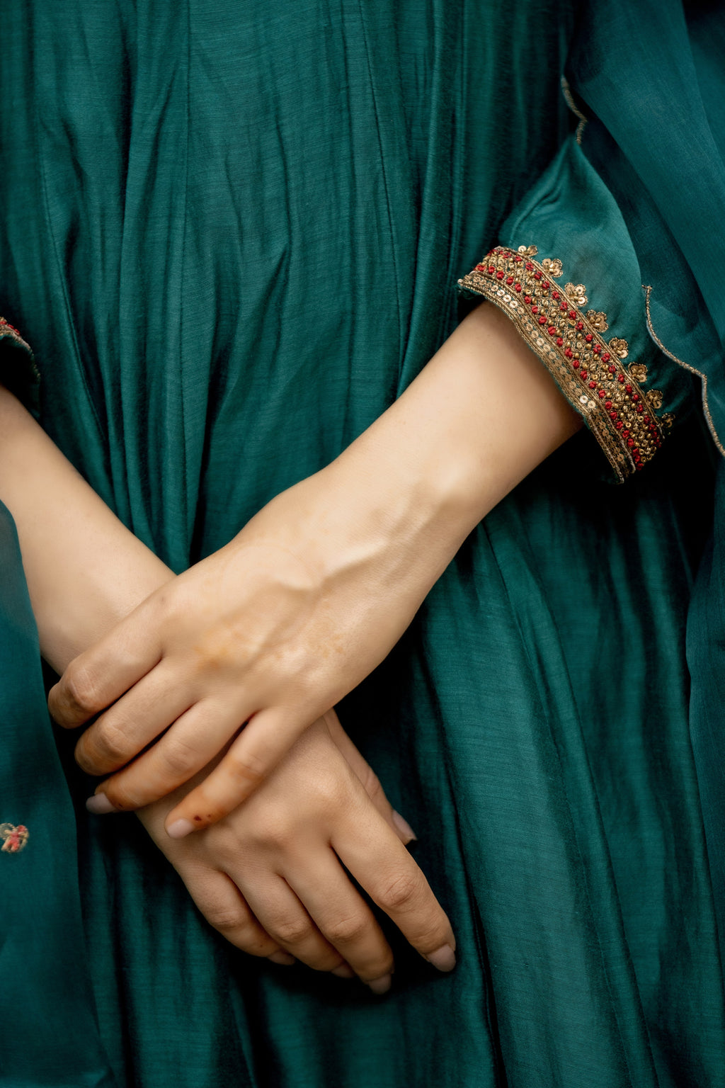 Seher Anarkali Set - Emerald Green