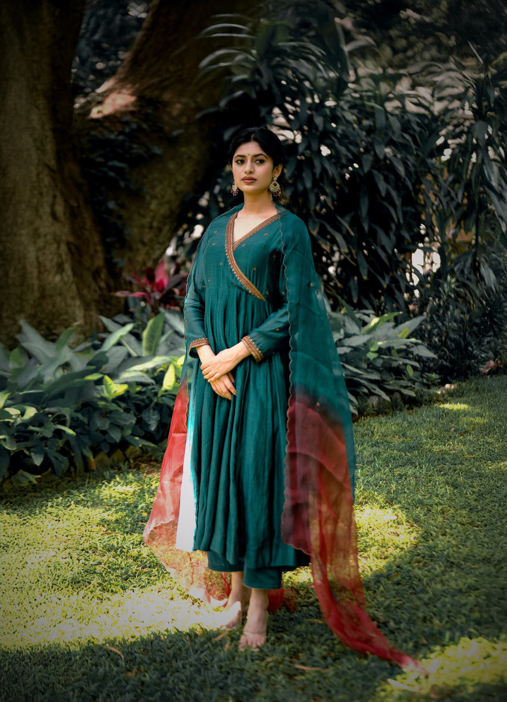 Seher Anarkali Set - Emerald Green