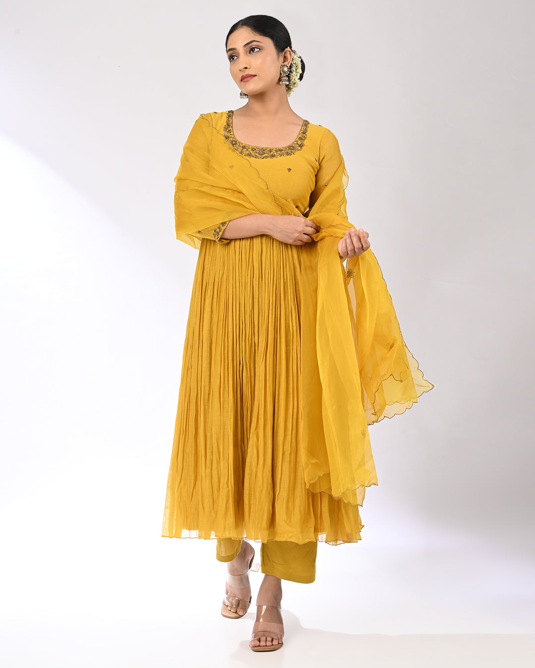 Sia Anarkali Set - Yellow